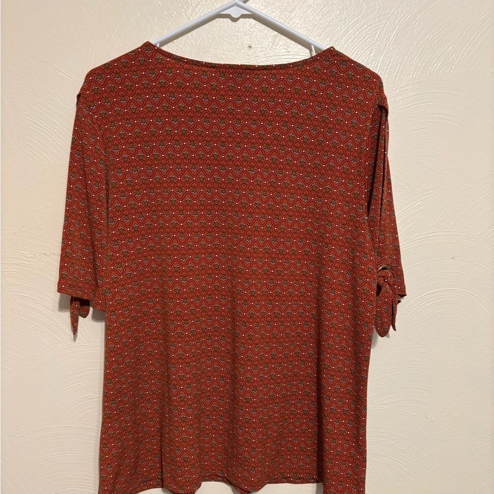 Liz Claiborne Orange Tie Front Relaxed Blouse - Picture 8 of 8
